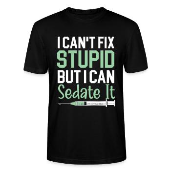 Ich kann Dummheit nicht heilen, aber ich kann sie - Stanley/Stella Unisex Bio-T-Shirt CRAFTER - Schwarz - Vorne - Alina (178cm) & Michal (187cm)
