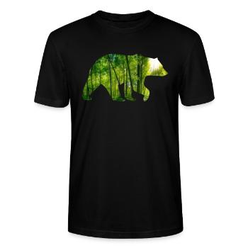 Brummiger Waldbär Wanderfreund - Stanley/Stella Unisex Bio-T-Shirt CRAFTER - Schwarz - Vorne - Alina (178cm) & Michal (187cm)