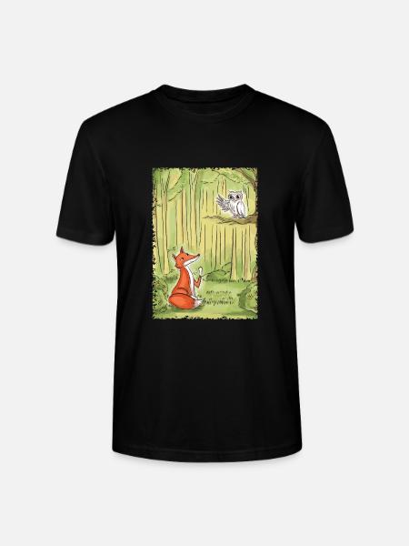 Waldgespräch: Fuchs und Eule - Stanley/Stella Unisex Bio-T-Shirt CRAFTER - Schwarz