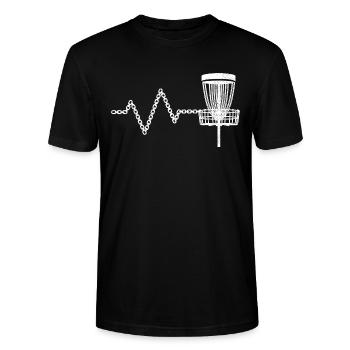 Discgolf Spieler Discgolfer Herzschlag Disc Golf - Stanley/Stella Unisex Bio-T-Shirt CRAFTER - Schwarz - Vorne - Alina (178cm) & Michal (187cm)