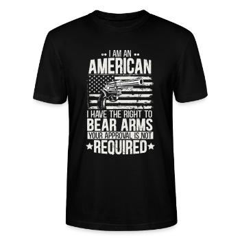 Ich bin ein Amerikaner und habe das Recht, Waffen - Stanley/Stella Unisex Bio-T-Shirt CRAFTER - Schwarz - Vorne - Alina (178cm) & Michal (187cm)
