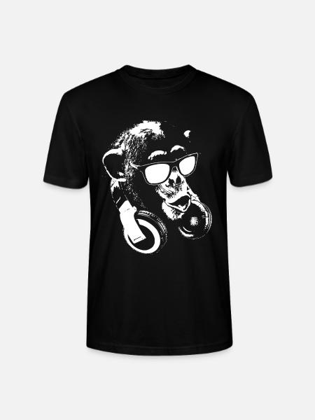 Affe DJ Weiß - Stanley/Stella Unisex Bio-T-Shirt CRAFTER - Schwarz