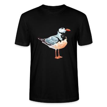 Möwe buntes Aquarell Cartoon Kawaii Tier - Stanley/Stella Unisex Bio-T-Shirt CRAFTER - Schwarz - Vorne - Alina (178cm) & Michal (187cm)