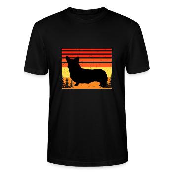 Corgi Dog Silhouette Vintage Sonnenuntergang für Hundeliebhaber - Stanley/Stella Unisex Bio-T-Shirt CRAFTER - Schwarz - Vorne - Alina (178cm) & Michal (187cm)