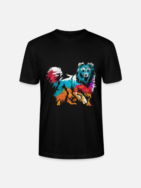Aufgeweckter Sheltie Agilityprofi - Stanley/Stella Unisex Bio-T-Shirt CRAFTER - Schwarz