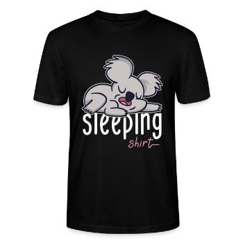 Koala Faulpelz Koalabär Schlafshirt Langschläfer - Stanley/Stella Unisex Bio-T-Shirt CRAFTER - Schwarz - Vorne - Alina (178cm) & Michal (187cm)