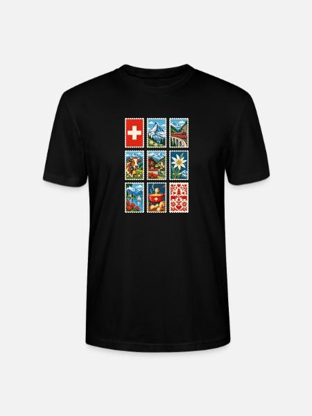 Schweiz Briefmarken - Stanley/Stella Unisex Bio-T-Shirt CRAFTER - Schwarz