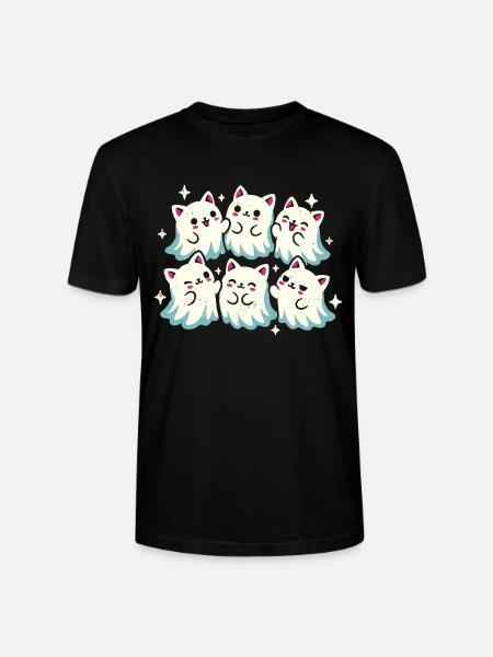 Kawaii Geisterkatzen - Stanley/Stella Unisex Bio-T-Shirt CRAFTER - Schwarz