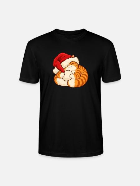 Weihnachten - Schlafendes Weihnachtskätzchen - Stanley/Stella Unisex Bio-T-Shirt CRAFTER - Schwarz