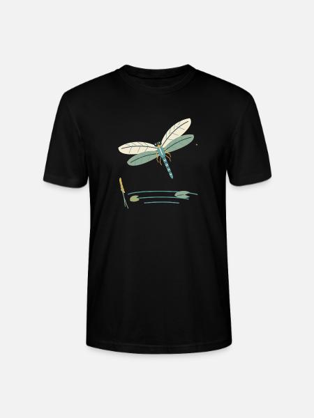 Libelle über einem Gartenteich - Stanley/Stella Unisex Bio-T-Shirt CRAFTER - Schwarz