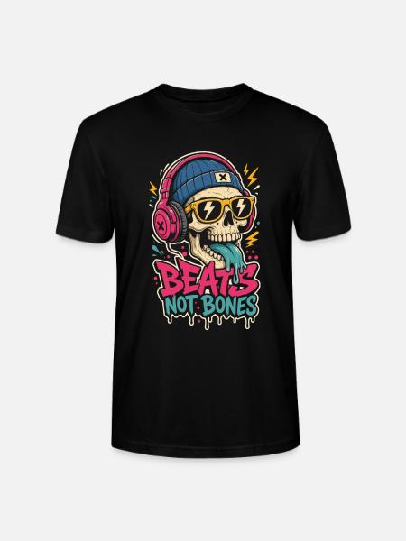 Totenkopf mit Kopfhörern – Beats Not Bones - Stanley/Stella Unisex Bio-T-Shirt CRAFTER - Schwarz