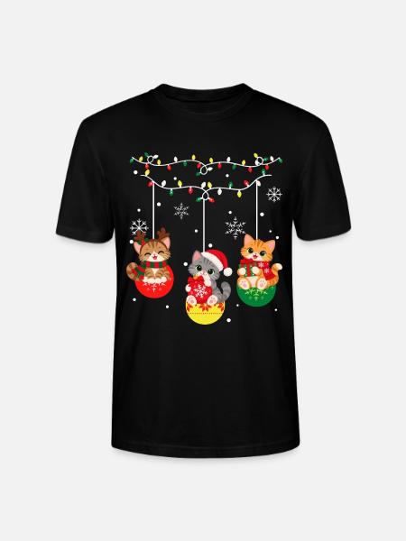 Weihnachtliches Katzenhemd - Stanley/Stella Unisex Bio-T-Shirt CRAFTER - Schwarz