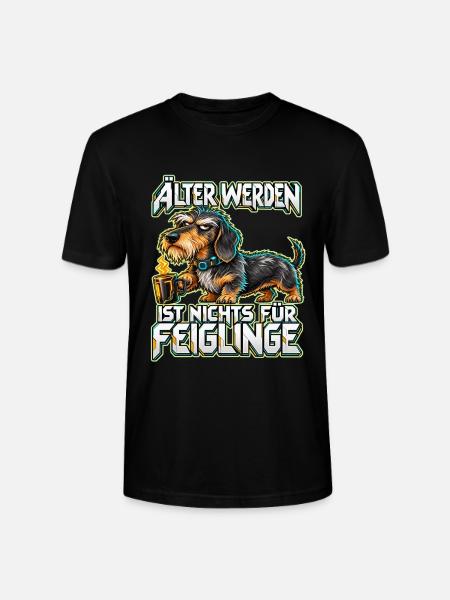 Älter werden: Dackel mit Kaffee - Stanley/Stella Unisex Bio-T-Shirt CRAFTER - Schwarz