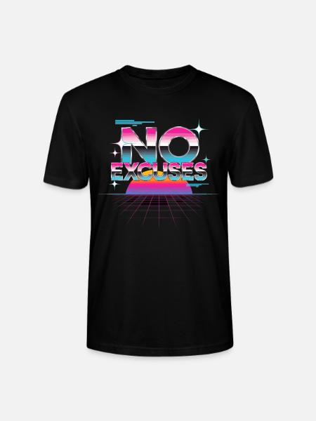 No Excuses Motivationsspruch Synthwave - Stanley/Stella Unisex Bio-T-Shirt CRAFTER - Schwarz