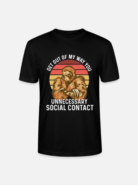 Unnecessary Social Contact – Grummel Faultier - Stanley/Stella Unisex Bio-T-Shirt CRAFTER - Schwarz