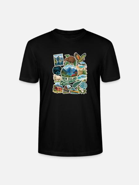 Neuseeland Reisesticker - Stanley/Stella Unisex Bio-T-Shirt CRAFTER - Schwarz