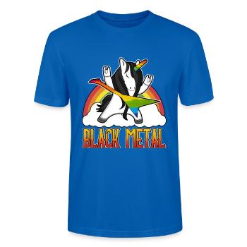 Black Metal Deathmetal Metalcore Rocker Unicorn - Stanley/Stella Unisex Bio-T-Shirt CRAFTER - Pfauenblau - Vorne - Alina (178cm) & Michal (187cm)