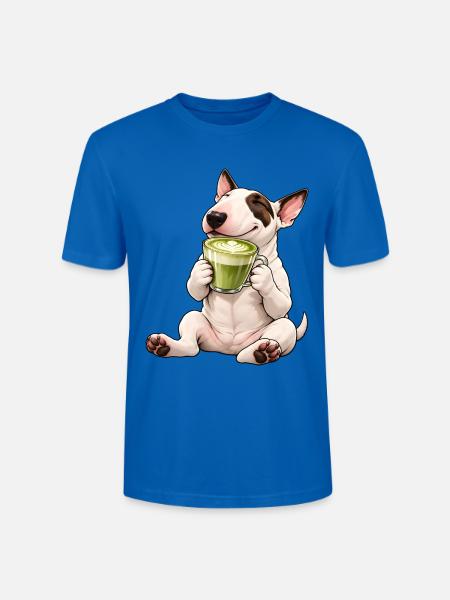 Bull Terrier mit Matcha Latte - Stanley/Stella Unisex Bio-T-Shirt CRAFTER - Pfauenblau