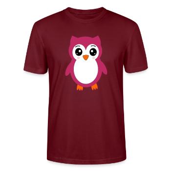 Eule, Rosa Eule - Stanley/Stella Unisex Bio-T-Shirt CRAFTER - Burgunderrot - Vorne - Alina (178cm) & Michal (187cm)