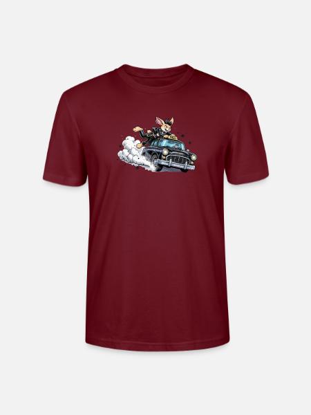 Bunny Punk im Taxi-Action - Stanley/Stella Unisex Bio-T-Shirt CRAFTER - Burgunderrot