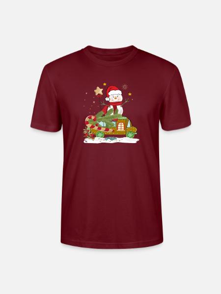 Schneemann Weihnachtsmann - Stanley/Stella Unisex Bio-T-Shirt CRAFTER - Burgunderrot