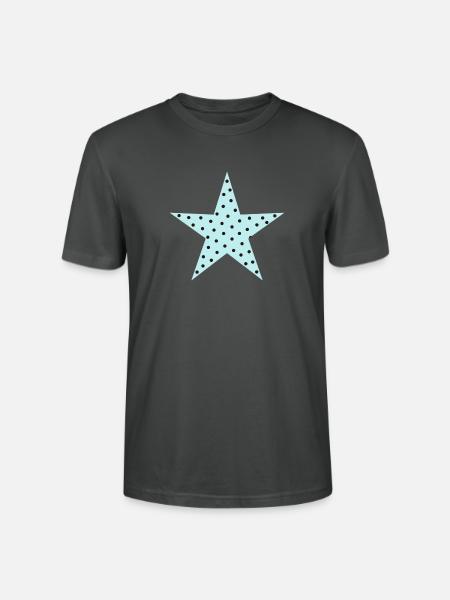 Pastellblauer Polka-Punkt-Stern - Stanley/Stella Unisex Bio-T-Shirt CRAFTER - Anthrazit