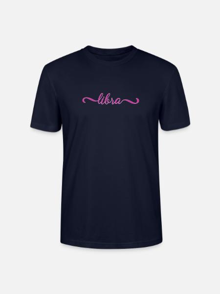 Libra Pink Script Zodiak Design - Stanley/Stella Unisex Bio-T-Shirt CRAFTER - Navy