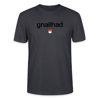gnallhad - Mundart Design - Stanley/Stella Unisex Bio-T-Shirt CRAFTER - Dunkles Graublau - Vorne - Alina (178cm) & Michal (187cm)