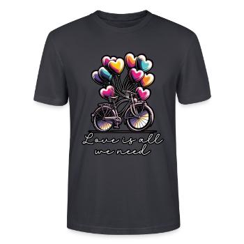 Songtexte Musikliebhaber Songwriter Musikfestival - Stanley/Stella Unisex Bio-T-Shirt CRAFTER - Dunkles Graublau - Vorne - Alina (178cm) & Michal (187cm)