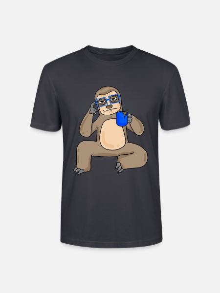 Sloth with glasses and coffee - Stanley/Stella CRAFTER Unisex Organic T-Shirt - India Ink Grey