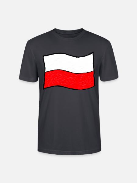 Handgezeichnete polnische Flagge - Stanley/Stella Unisex Bio-T-Shirt CRAFTER - Dunkles Graublau