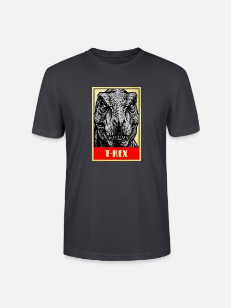 T-Rex Dinosaurier Retro Tyrannosaurus Rex - Stanley/Stella Unisex Bio-T-Shirt CRAFTER - Dunkles Graublau