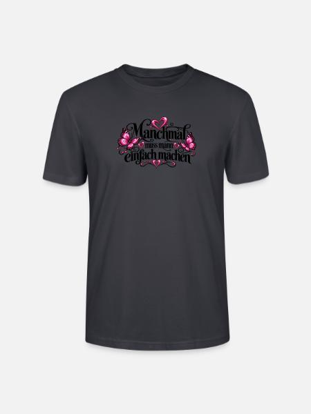 Pink Neon Herzen und Schmetterlinge - Stanley/Stella Unisex Bio-T-Shirt CRAFTER - Dunkles Graublau
