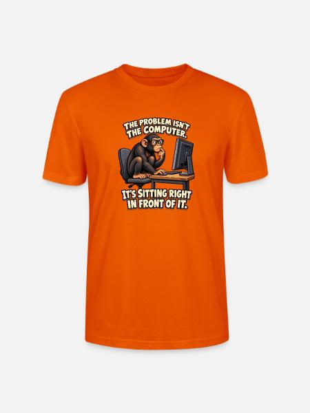 ODDROO – Computerproblem mit Nerd-Schimpanse - Stanley/Stella Unisex Bio-T-Shirt CRAFTER - Tieforange