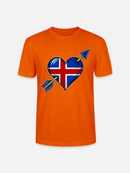 Island Flagge Herz mit Pfeil - Stanley/Stella Unisex Bio-T-Shirt CRAFTER - Tieforange