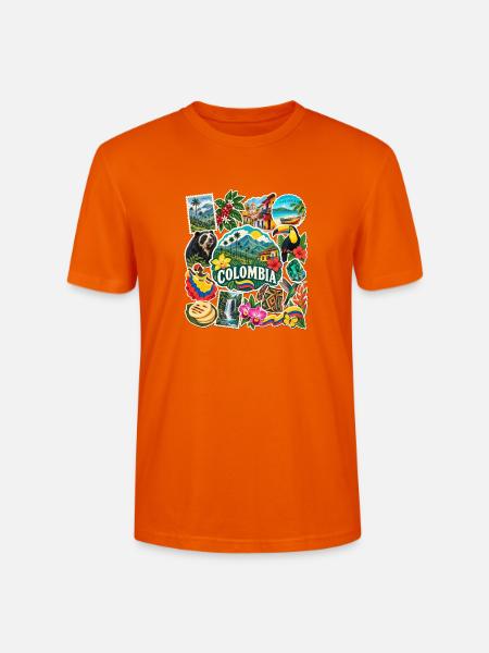 Kolumbien Reisesticker - Stanley/Stella Unisex Bio-T-Shirt CRAFTER - Tieforange