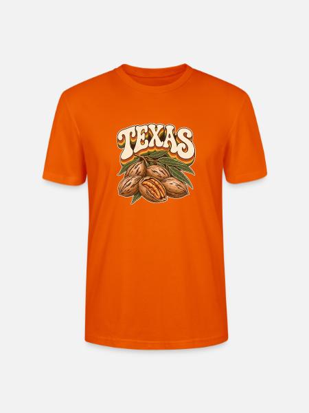 Texas Pekannuss Retro Typografie - Stanley/Stella Unisex Bio-T-Shirt CRAFTER - Tieforange