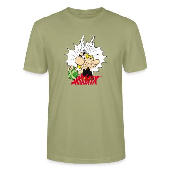 Asterix & Obelix Weg Von Meinem Zaubertrank - Stanley/Stella Unisex Bio-T-Shirt CRAFTER - Nebelgrün - Vorne - Alina (178cm) & Michal (187cm)