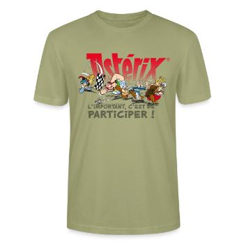 Asterix - Wichtig ist, dass Sie mitmachen! - Stanley/Stella Unisex Bio-T-Shirt CRAFTER - Nebelgrün - Vorne - Alina (178cm) & Michal (187cm)
