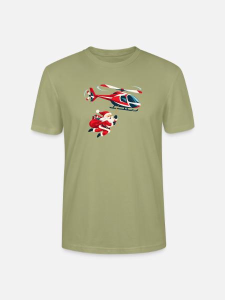 Weihnachtsmann am Hubschrauber - Stanley/Stella Unisex Bio-T-Shirt CRAFTER - Nebelgrün