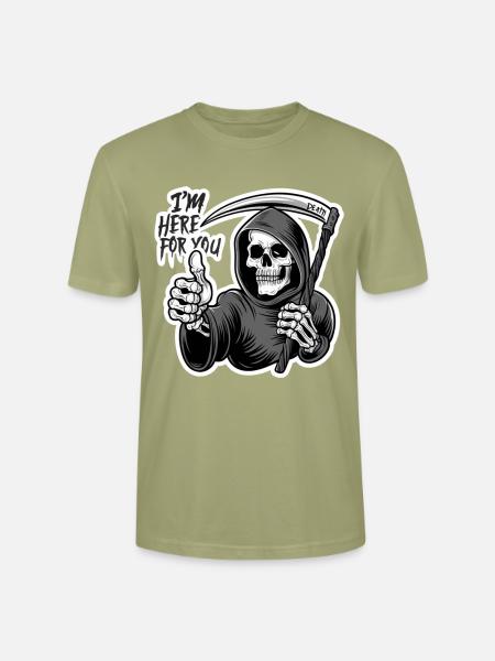 Ich Bin Für Dich Da, Sensenmann-schädel - Stanley/Stella Unisex Bio-T-Shirt CRAFTER - Nebelgrün
