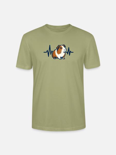 Herzschlag Meerschweinchen Shirt Geschenk - Stanley/Stella Unisex Bio-T-Shirt CRAFTER - Nebelgrün