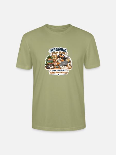Meowing from Home Katzenbüro - Stanley/Stella Unisex Bio-T-Shirt CRAFTER - Nebelgrün