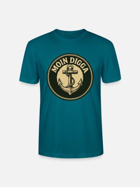 Moin Digga Anker - Stanley/Stella Unisex Bio-T-Shirt CRAFTER - Ozeanblau