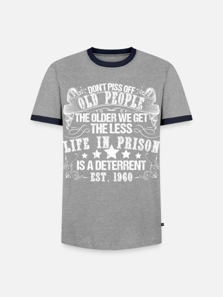 1960 Lebenslang - Männer Kontrast-T-Shirt - Grau/Navy