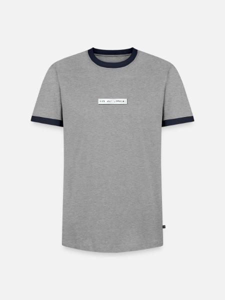 bin auf Lepschi - Männer Kontrast-T-Shirt - Grau/Navy