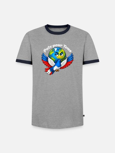 Frieden für alle – Frankreich - Männer Kontrast-T-Shirt - Grau/Navy