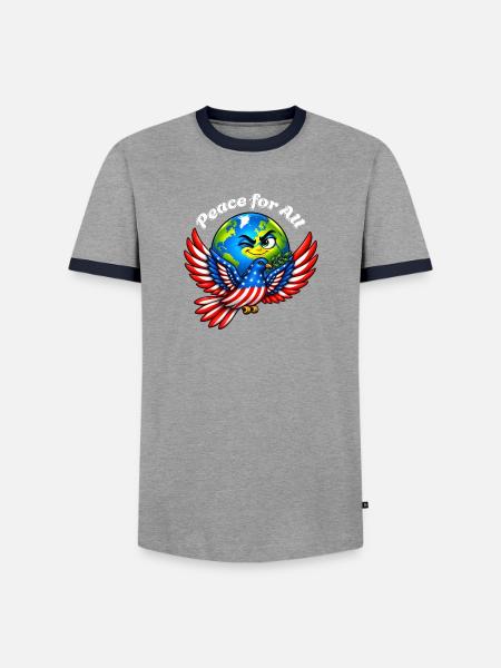 Frieden für alle – USA - Männer Kontrast-T-Shirt - Grau/Navy 