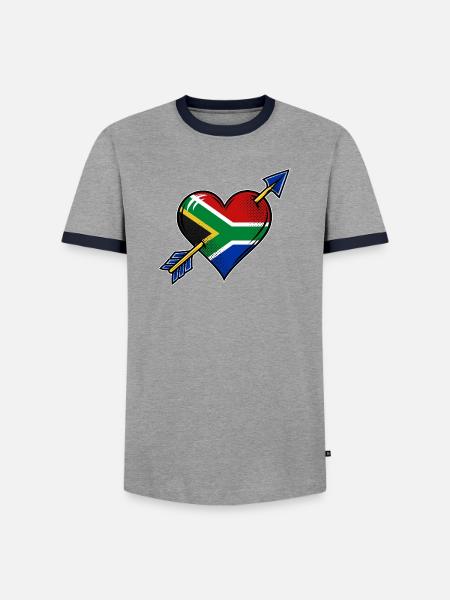 Südafrika Flagge Herz mit Pfeile - Männer Kontrast-T-Shirt - Grau/Navy 