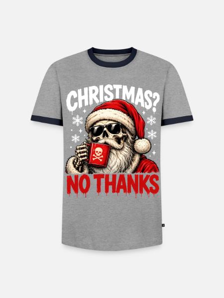 Skull Santa Nein danke - Männer Kontrast-T-Shirt - Grau/Navy 